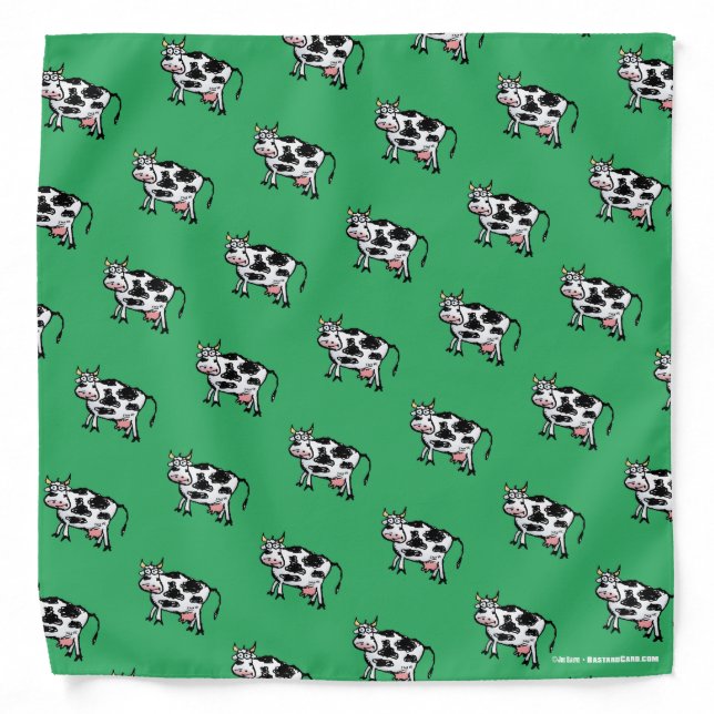 Funny Cow Illustration Pattern Bandana (Front)