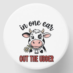 Funny Cow In One Ear Out The Udder Shirt Design_1 Mini Candle Favors