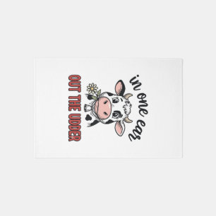 Funny Cow In One Ear Out The Udder Shirt Design_1 Rug