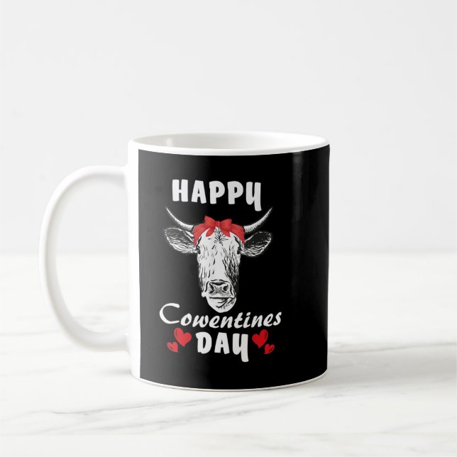 Funny Cow Lover Happy Cowentines Farm Gift. Perfec Coffee Mug (Left)