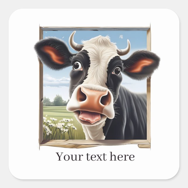 Funny cow lovers customizable  square sticker (Front)