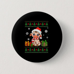 funny cow lovers cute cow santa hat ugly christmas button