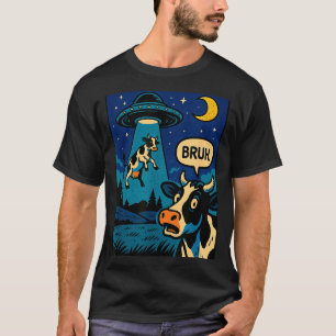 Funny Cow Meme Ufo Alien Zoo Boys Girls Kids T-Shirt