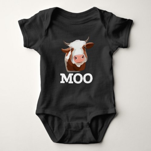 Funny Cow Moo Farm Animal Humor Baby Bodysuit