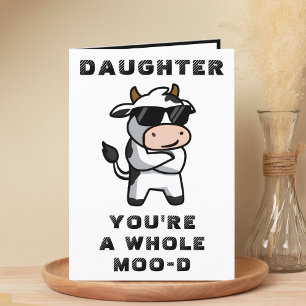 Funny Cow Moo Mood Daughter Happy Birthday Letterpress Thank You Card
