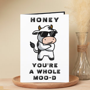 Funny Cow Moo Mood Spouse Happy Birthday Letterpress Thank You Card