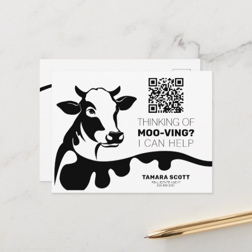 FUNNY COW MOO_VING REAL ESTATE MAILER CARD