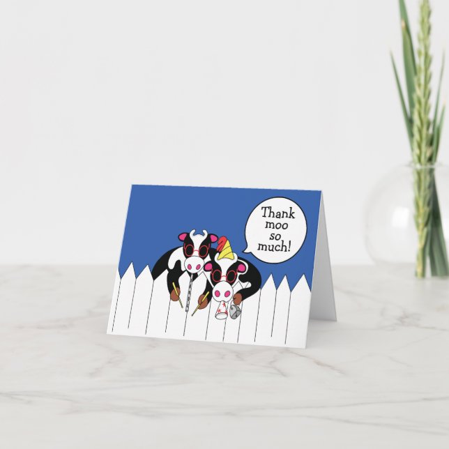 Funny Cow Moosicians Personalize Thank You Card (Front)