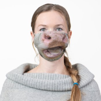 Funny Cow Mouth Adult Cloth Face Mask by WackemArt at Zazzle
