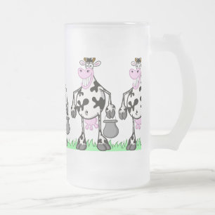 FUNNY COW "MUG" FROSTED GLASS BEER MUG
