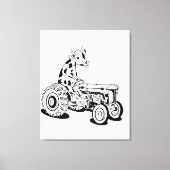 Funny Cow On A Tractor Canvas Print by earlykirky at Zazzle