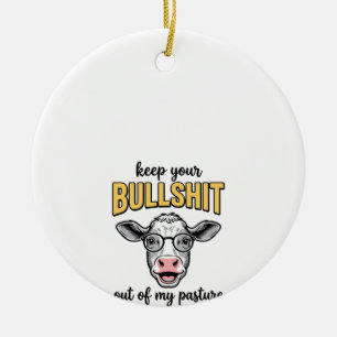 Funny Cow Pasture Vintage Shirt Design_1 Ceramic Ornament