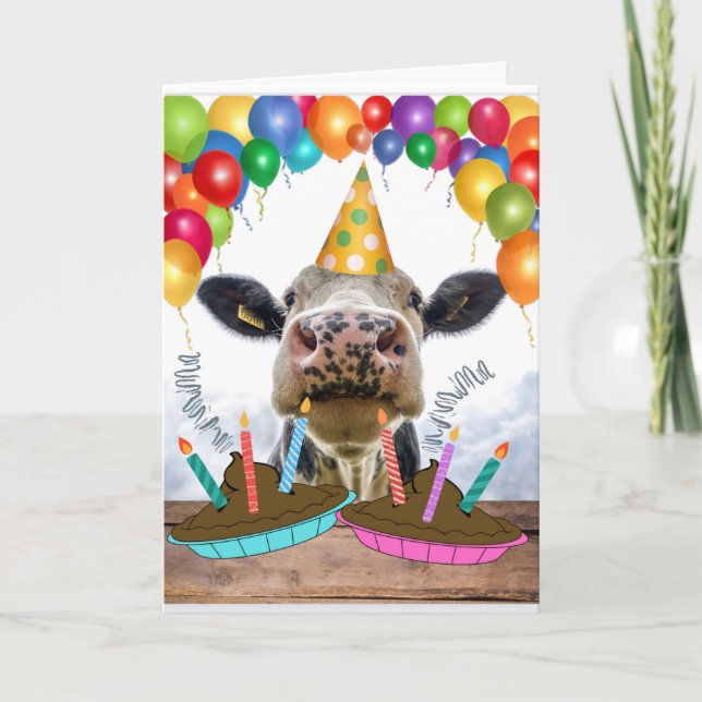 Funny Cow Pies Herd it Was Yer Birthday  Card (Front)