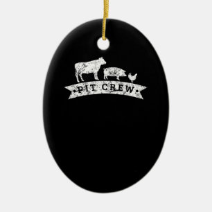 Funny Cow Pig Chicken Lovers Gift   Funny BBQ Love Ceramic Ornament