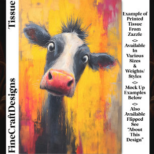 Funny Cow Portrait in Bold Colors DZ4L Decoupage Tissue Paper