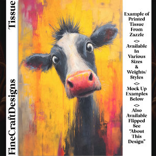 Funny Cow Portrait in Bold Colors DZ4R Decoupage Tissue Paper