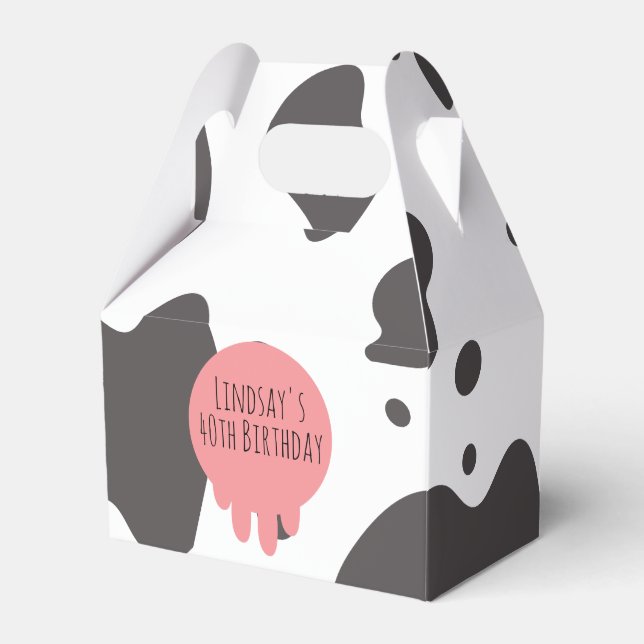 Funny Cow Print Adult Party 40th Birthday     Favor Boxes (Front Side)