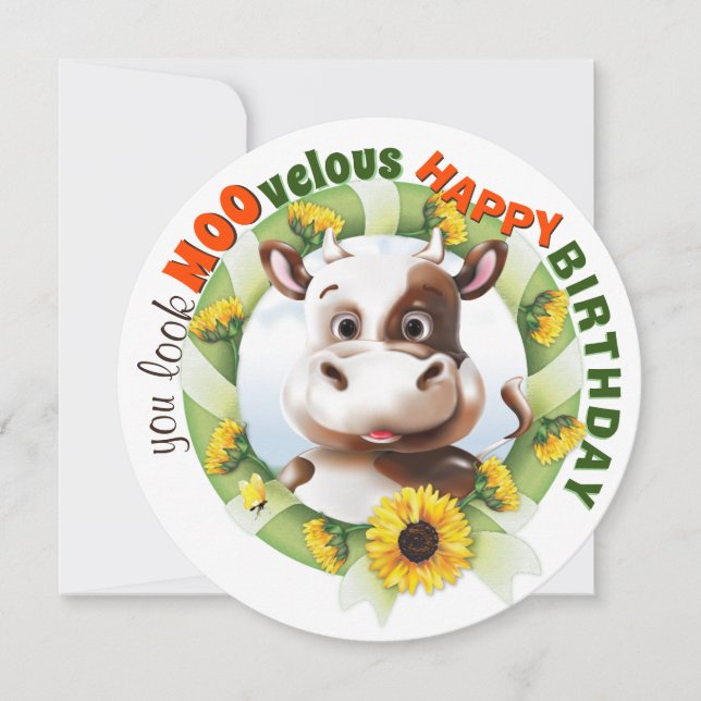 Funny Cow Pun Birthday (Front)