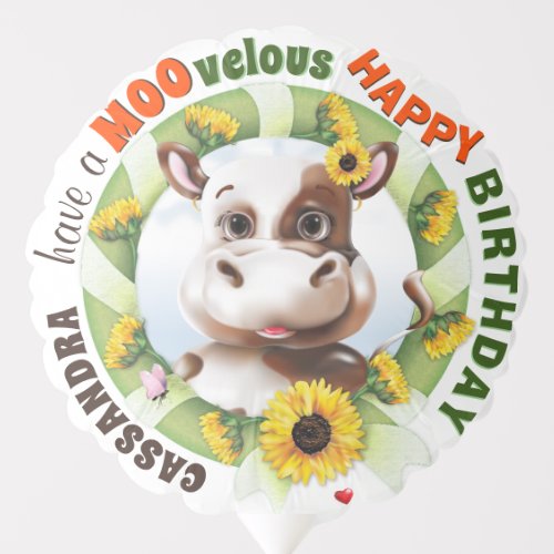 Funny Cow Pun Birthday Girl Balloon