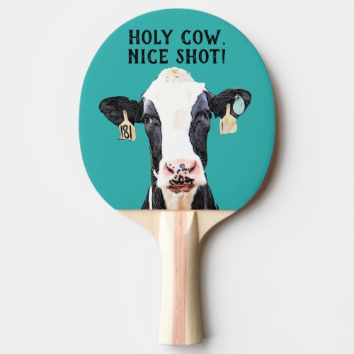 Funny Cow Pun Nice Shot Holstein Dairy Animal Ping Pong Paddle