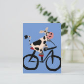 Funny Cow Riding Bicycle Art Postcard (Standing Front)