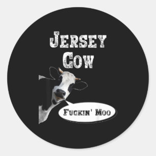 Funny Cow Shirt New Jersey Cow Lover Farm Animal R Classic Round Sticker
