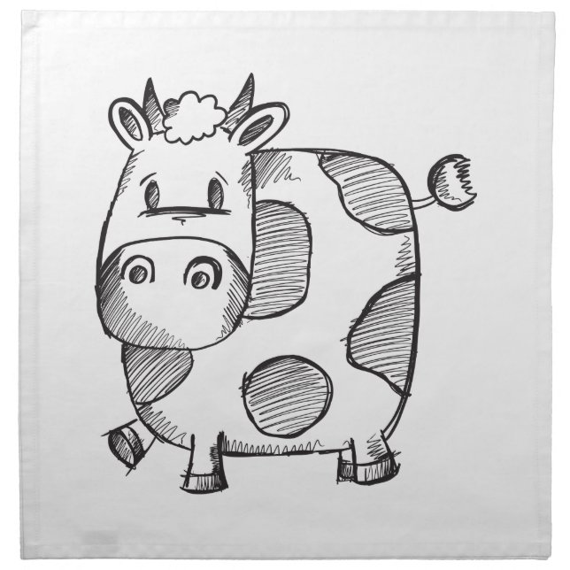 Funny Cow Sketch Cloth Napkin (Front)