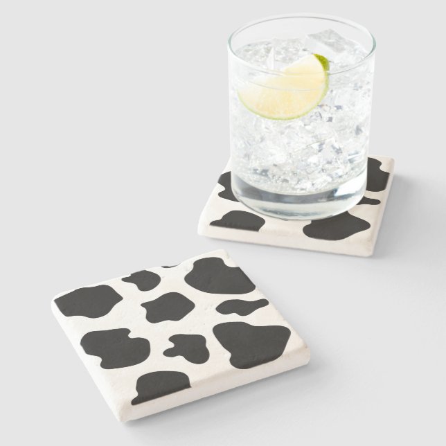 Funny cow spots animal print stone coaster gift (Side)