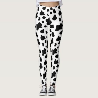 Funny cow spots pattern, animal fur theme clothes leggings