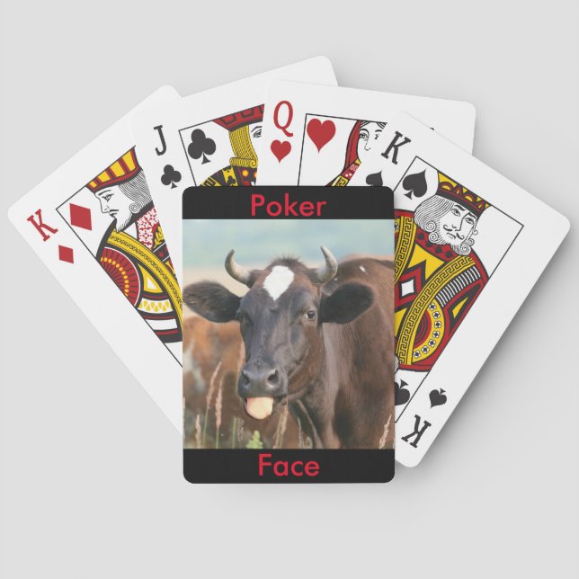Funny Cow Sticking Out Tongue Poker Face Humorous Cards (Back)