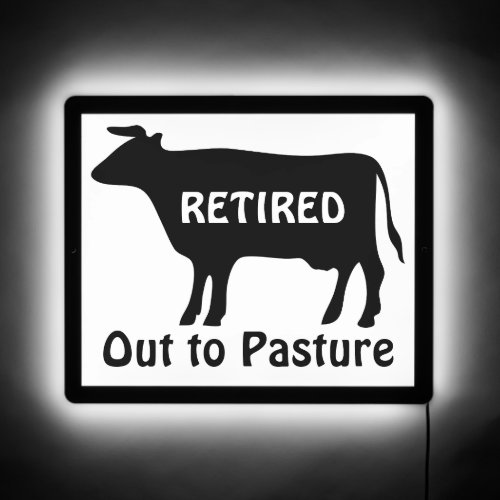 Funny Cow Theme Retirement Humor Out to Pasture LED Sign