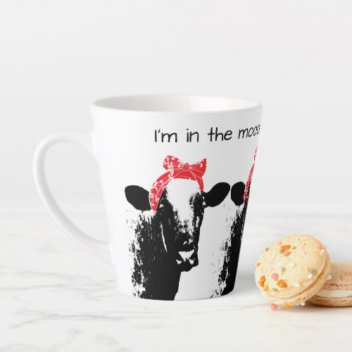 Funny Cow Wearing a Red Bandana Latte Mug