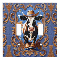 Funny Cow Wearing Cowboy Hat and Boots Light Switch Cover