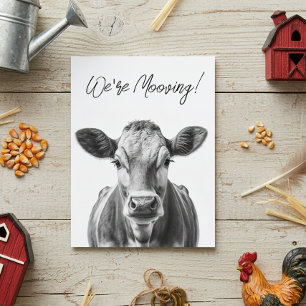 Funny Cow We're Mooving Moving Announcement Postcard
