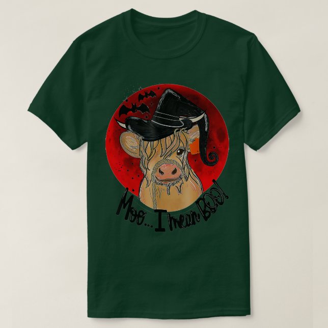 Funny Cow Witch Halloween Moo I Mean Boo  - 10  T-Shirt (Design Front)