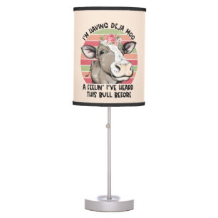 Funny cow word art sarcasm table lamp