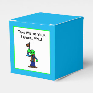 Funny Cowboy Alien Cartoon with UFO Abduction Favor Boxes