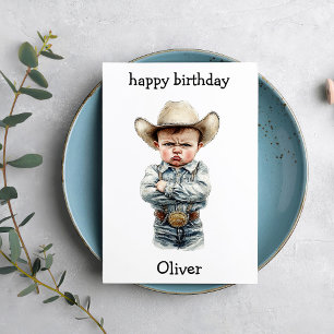 Funny Cowboy Baby Birthday Card