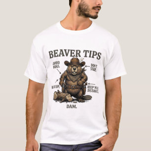 Funny Cowboy Beaver Tips Wild West Vintage  T-Shirt
