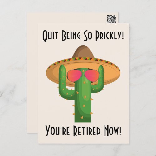 Funny Cowboy Cactus Western Theme Retirement Postcard