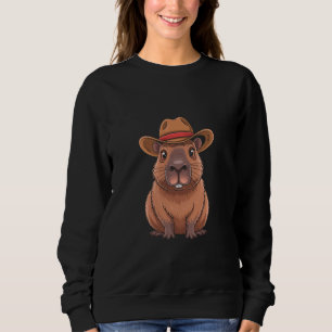 Funny Cowboy Capybara Kids Retro Graphic Sweatshirt