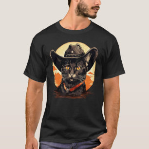 Funny Cowboy Cat Costume with Hat for Rodeo and Ra T-Shirt