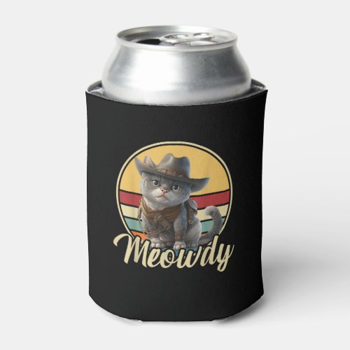 Funny Cowboy Cat Mashup Meow Howdy Kitten Lovers M Can Cooler