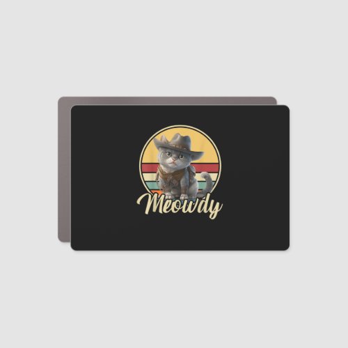 Funny Cowboy Cat Mashup Meow Howdy Kitten Lovers M Car Magnet