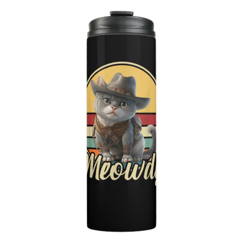 Funny Cowboy Cat Mashup Meow Howdy Kitten Lovers M Thermal Tumbler