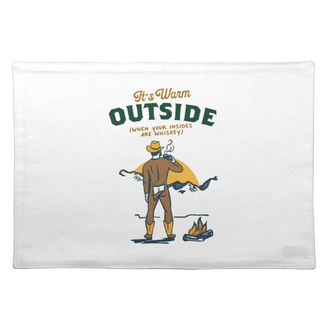 Funny Cowboy Drinking Whiskey Cloth Placemat (Front)