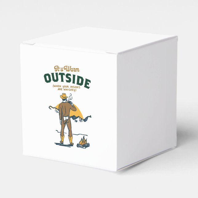 Funny Cowboy Drinking Whiskey Favor Boxes (Front Side)