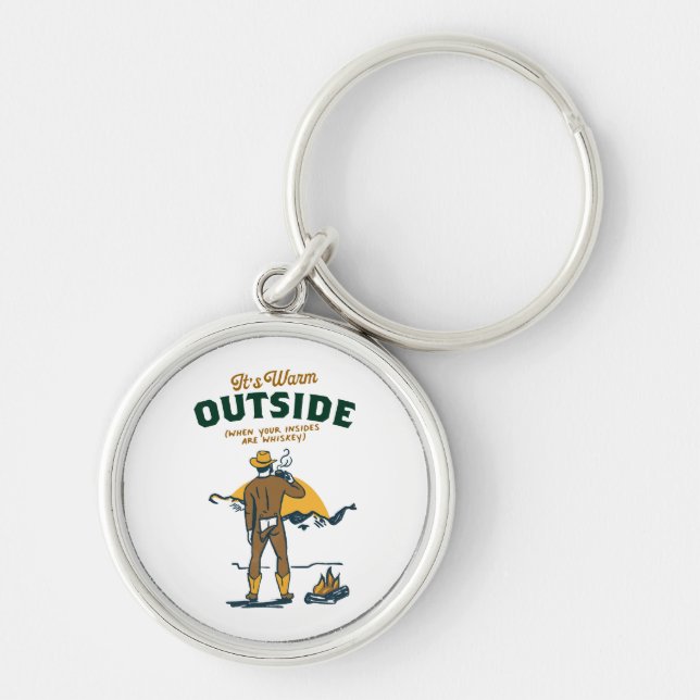 Funny Cowboy Drinking Whiskey Keychain (Front)