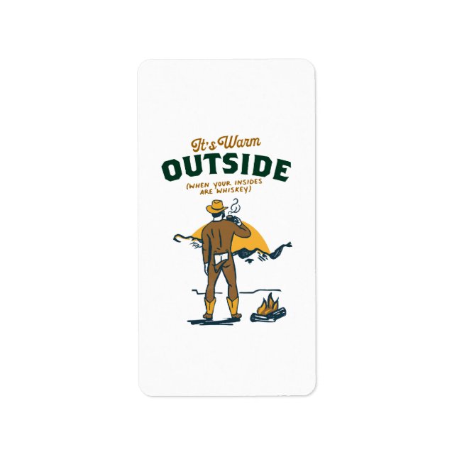 Funny Cowboy Drinking Whiskey Label (Front)