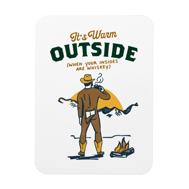 Funny Cowboy Drinking Whiskey Magnet (Vertical)